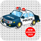 Police Car Coloring By Number - Pixel Art(Ϳɫٷ)