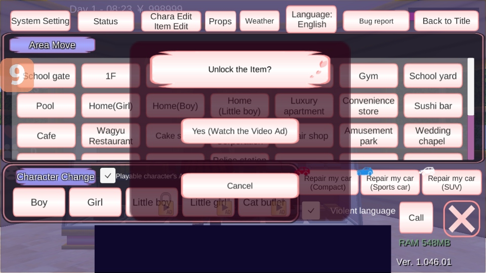 樱花校园模拟器破解版内置菜单(SAKURA SchoolSimulator)1.046.01无限金币版截图3