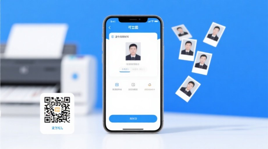 可立图智能证件照拍摄辅助线与人像对齐示意