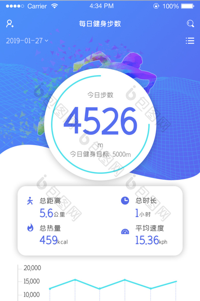 小in健康步数目标设置和运动记录打卡界面