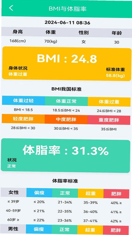 体脂BMI计算器预览图