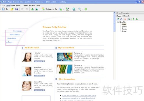 Web Page Maker保存工程与导出HTML对比示意图