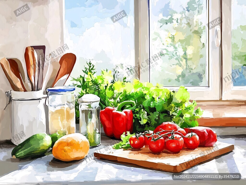 素造简单素食烹饪厨房场景