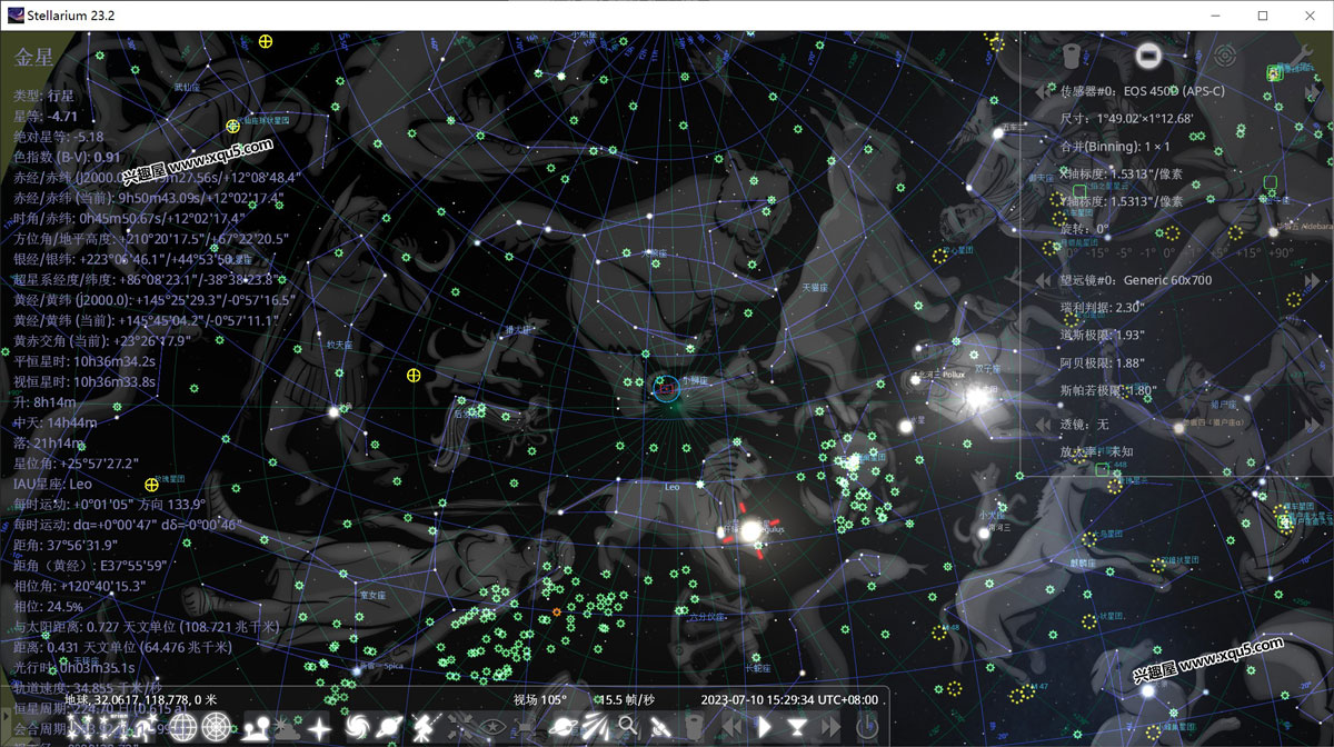 �������Ĺ�Stellarium��ҳ����ͻ��˶Ա�ͼ