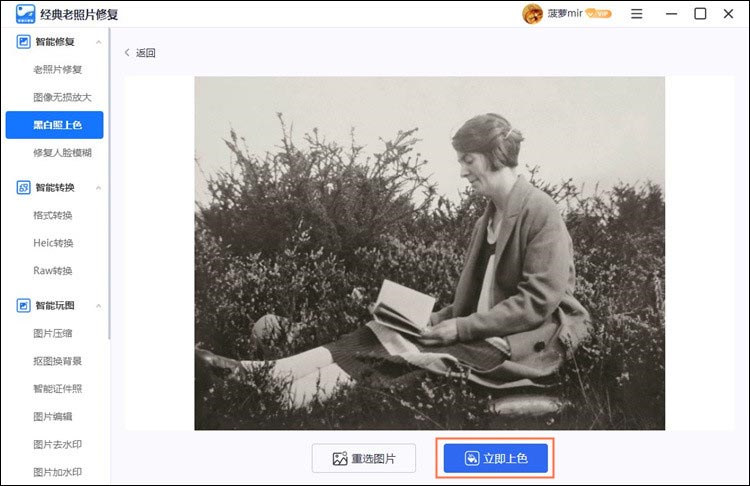 recolored黑白照片上色软件操作步骤上传照片界面