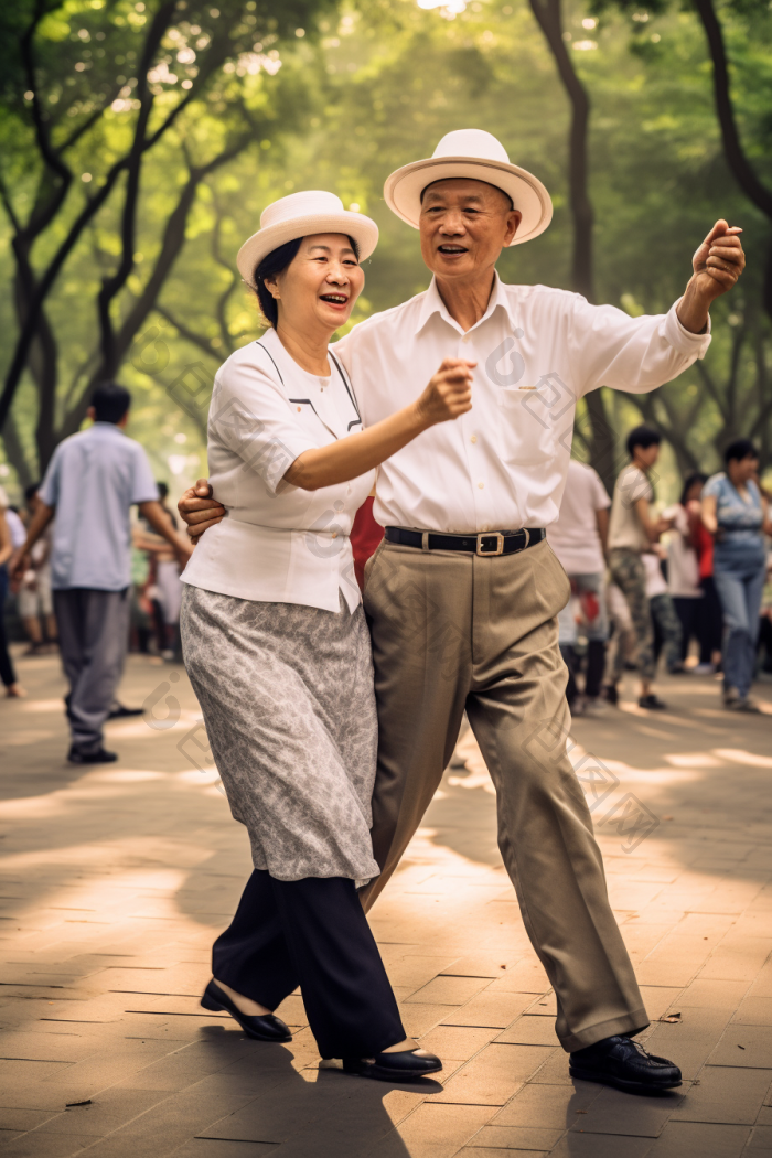 舞爱生活中老年舞者开心跳舞和手机记录画面