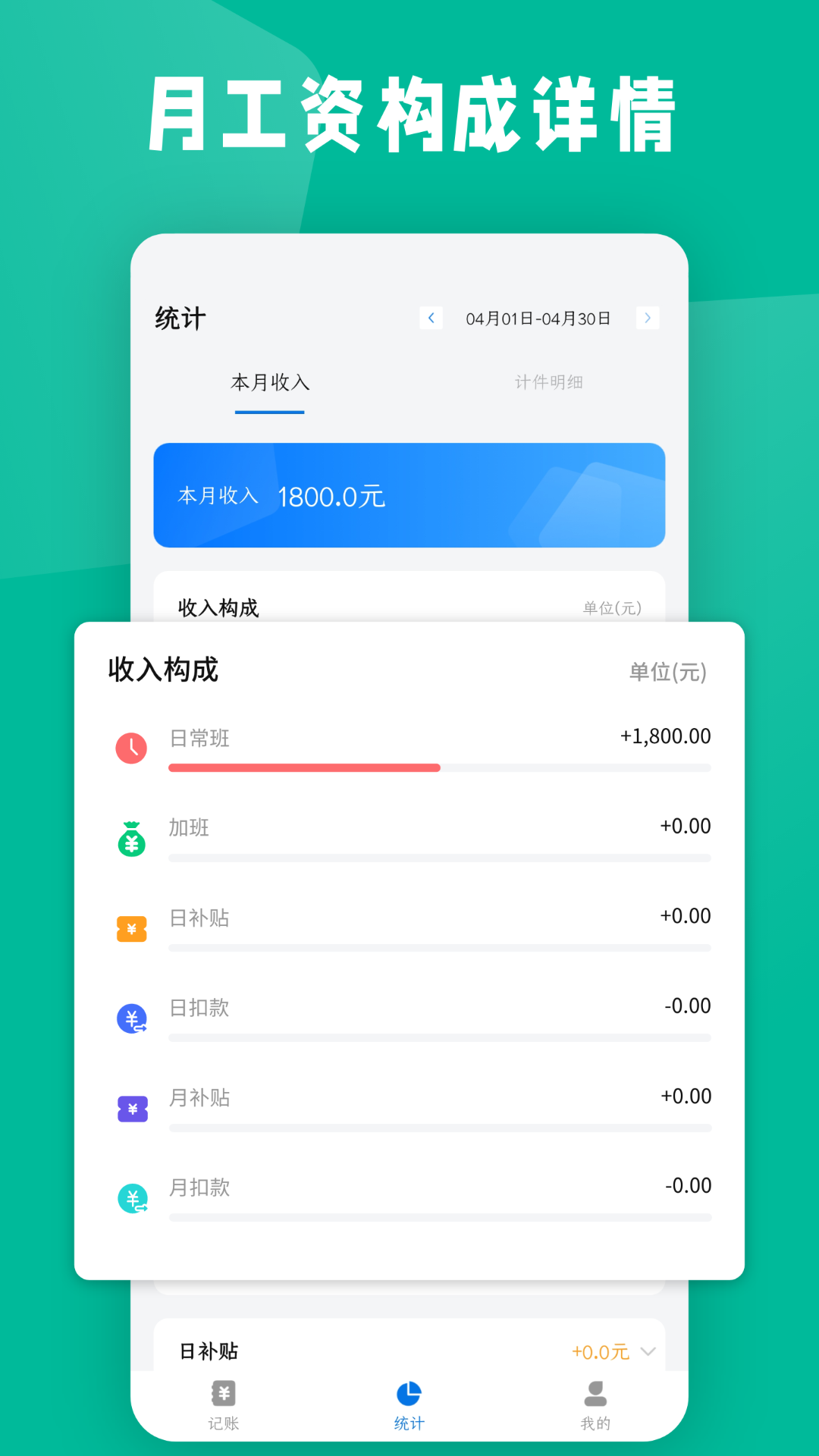 计件工资条加班记录