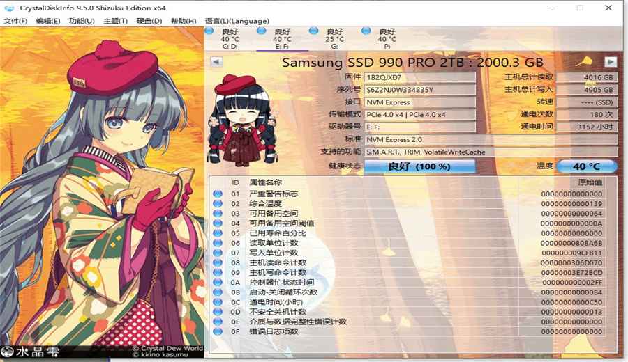 crystaldiskinfo硬盘检测工具9.9.1电脑版截图3