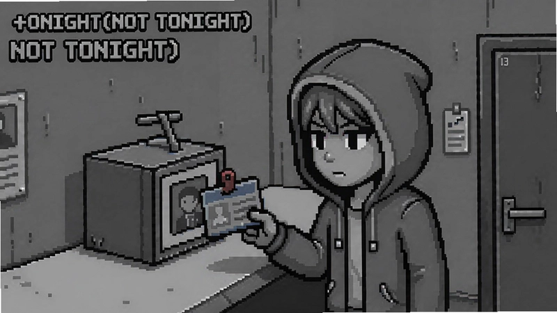 游戏画面截图 不是今晚(Not Tonight) 角色在检查证件 灰色调 像素风格