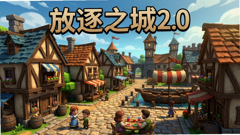 放逐之城2.0单机版游戏画面预览图,展示繁荣的小镇景象