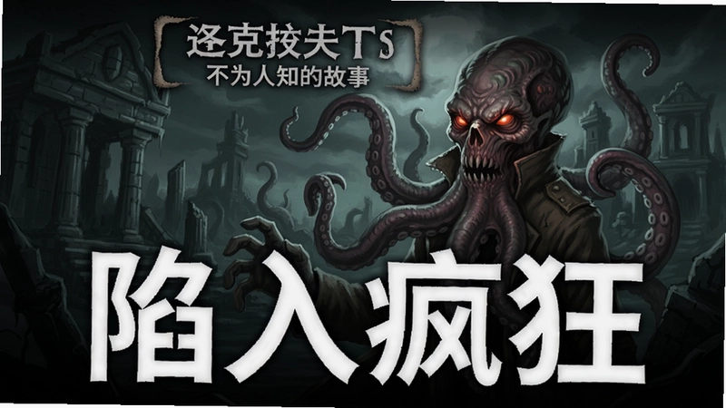 洛夫克拉夫特不为人知的故事游戏封面与触手怪物,“陷入疯狂”