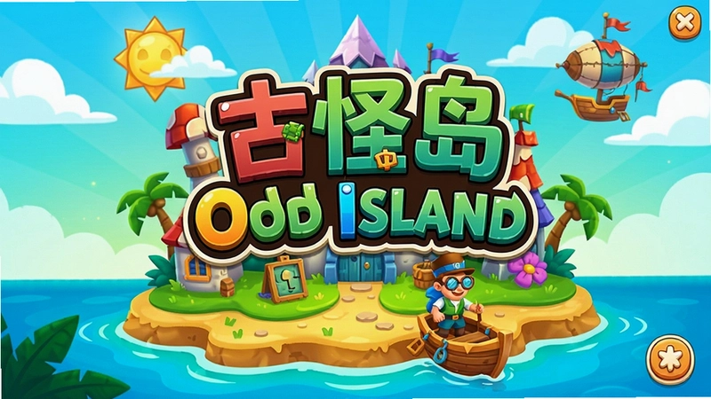 古怪岛(Odd Island)游戏主界面,卡通岛屿,鲜艳色彩,冒险解谜主题