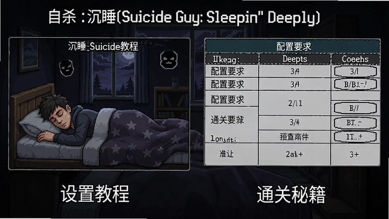 自杀男:沉睡(Suicide Guy: Sleepin' Deeply)游戏界面、中文设置教程、配置要求表格与通关秘籍展示