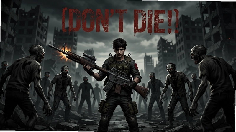 ��Ϸ����(DON'T DIE!)���Ӿ�ͼ��չ��ĩ�շ����������ֳ������Կ���ʬȺ�Ľ��ų���������ƫ����дʵ���ͻ������������������