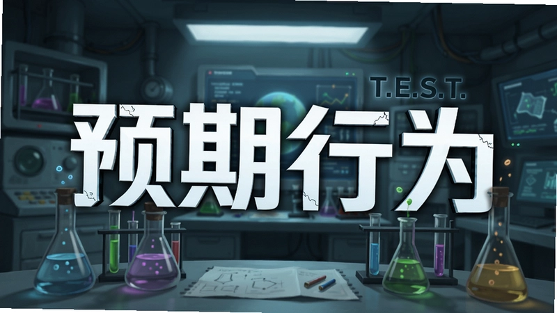 .T.E.S.T:预期行为 游戏主视觉,“预期行为”标题与实验场景的融合设计