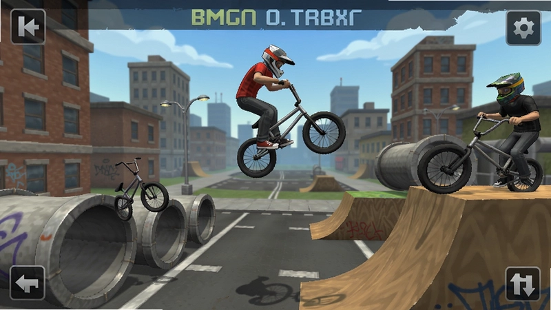 通过BMX街道管游戏主界面 城市街道管道与BMX自行车特技场景