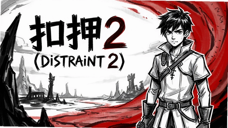 扣押2(DISTRAINT 2)手绘风格游戏封面与主角Price角色立绘,背景为黑白红三色异世界场景,画面中标注“扣押2(DISTRAINT 2)”