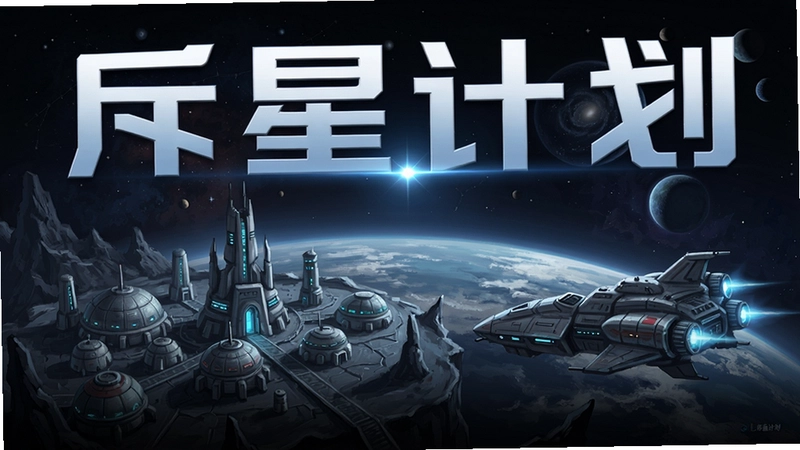 斥星计划 游戏海报,星际基地,太空船,标题“斥星计划”