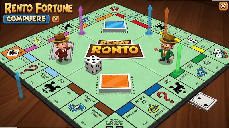 Rento Fortune电脑版游戏主界面,精美3D棋盘,卡通角色,掷骰子,买卖地产,财富对抗