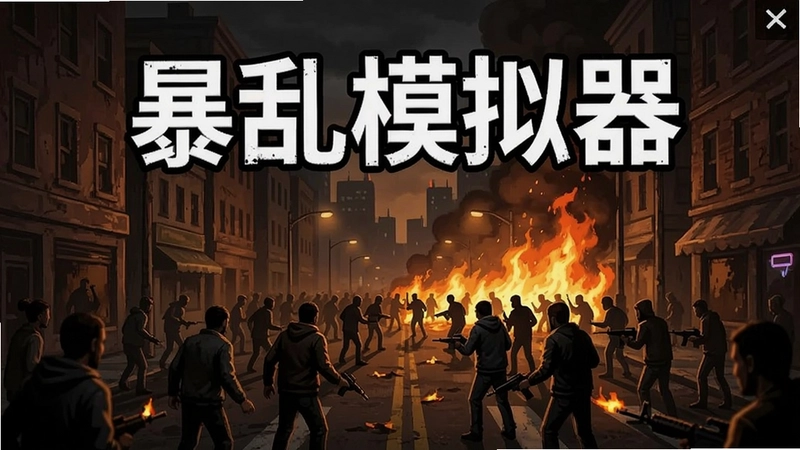 暴乱模拟器游戏主界面“暴乱模拟器”暴徒聚集城市街头燃烧场面