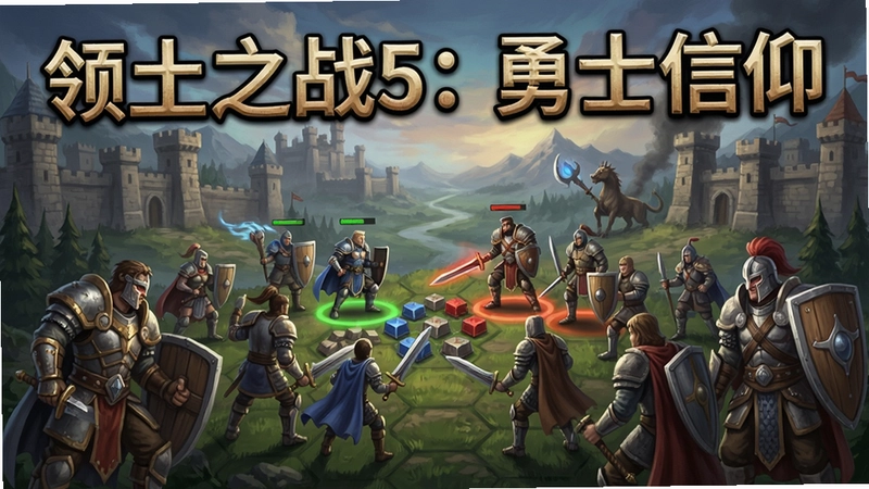领土之战5:勇士信仰游戏战斗场景与英雄角色集结,呈现策略战棋玩法与幻想画风,图中应包含
