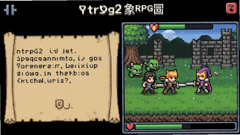 NTRPG2游戏界面截图展示剧情与战斗,“ntrpg2 像素风RPG冒险”