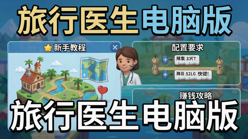 旅行医生游戏全内容展示,包含新手教程、配置要求、快捷键操作及赚钱攻略,标题“旅行医生电脑版”