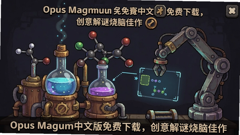 Opus Magnum游戏主界面炼金机器,分子结构编程与机械臂设计,“Opus Magnum中文版免费下载,创意解谜烧脑佳作”