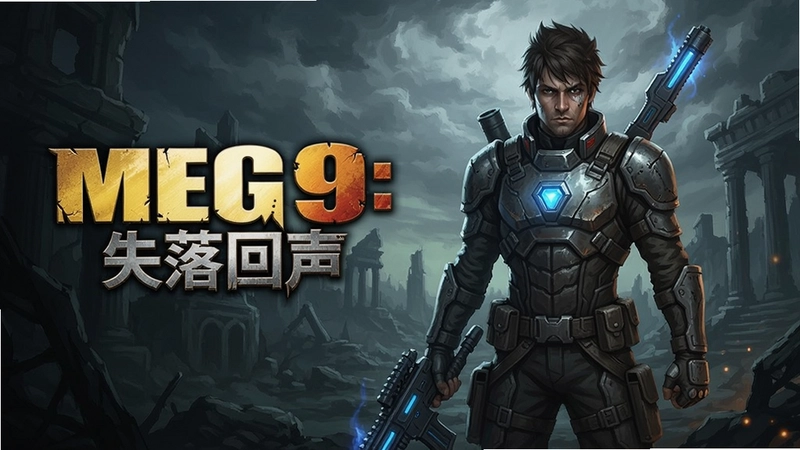 展示游戏主视觉图,包含“MEG 9: 失落回声”Logo及主角形象