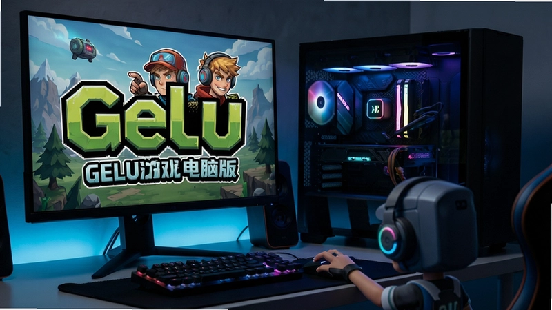 “Gelu游戏电脑版高清场景与主角格鲁形象,包含Gelu游戏LOGO字样”