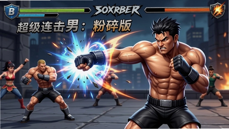 “超级连击男:粉碎版”游戏高清战斗场景与主角连击瞬间