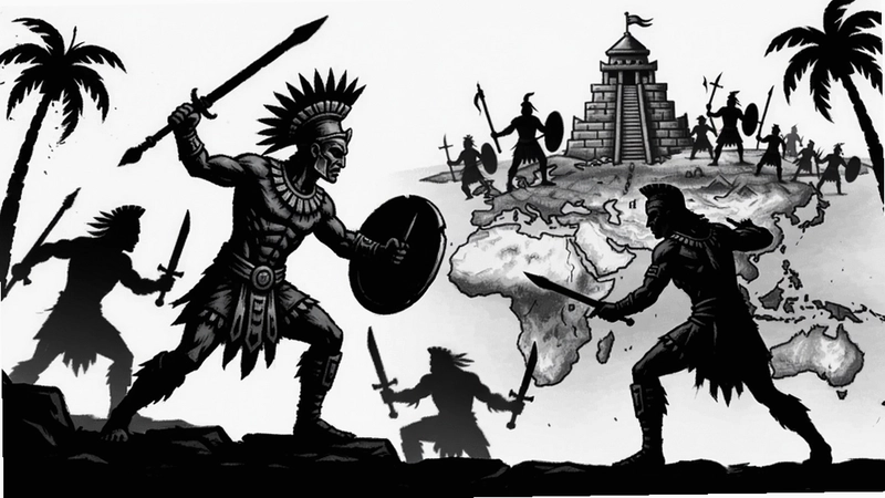 Aztez电脑版策略动作融合画面,“黑白剪影风格”,“阿兹特克战士”热血搏杀与帝国版图