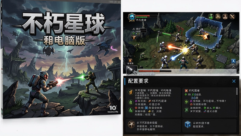 不朽星球电脑版游戏封面、中文界面、战斗场景与配置要求图片综合展示