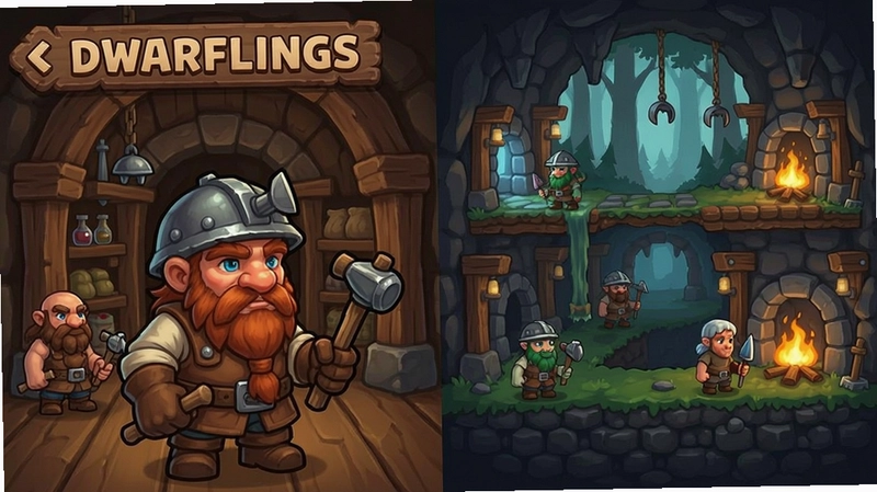 矮人矿工(Dwarflings)游戏主界面和关卡场景展示