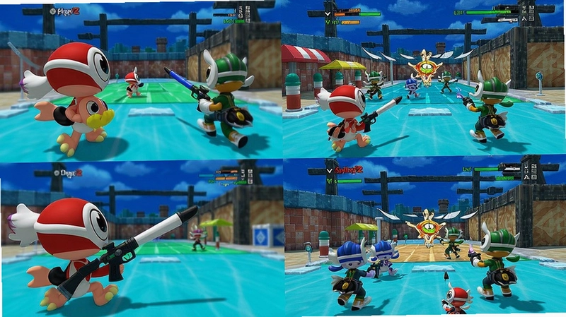 喷射战士2Splatoon2电脑版涂地对战与英雄模式场景合集,包含乌贼形态、武器和多人竞技画面