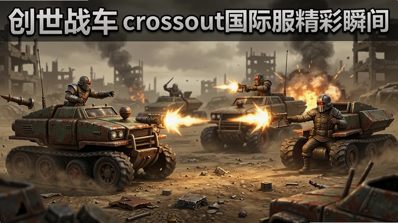 创世战车crossout国际服废土风格战车激烈交战场景,“创世战车crossout国际服精彩瞬间”