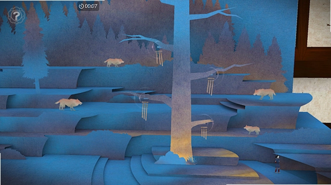 天神(Tengami)游戏结局灵树重生全景纸艺渲染画面