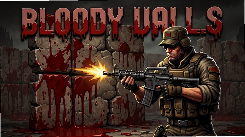 血墙(bloody walls)游戏 封面 射击游戏 血腥墙壁 持枪角色