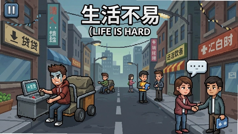 展现“生活不易(Life is Hard)”核心玩法,角色在城市中打工、还贷、社交等多重压力下的生活全景,游戏特色鲜明