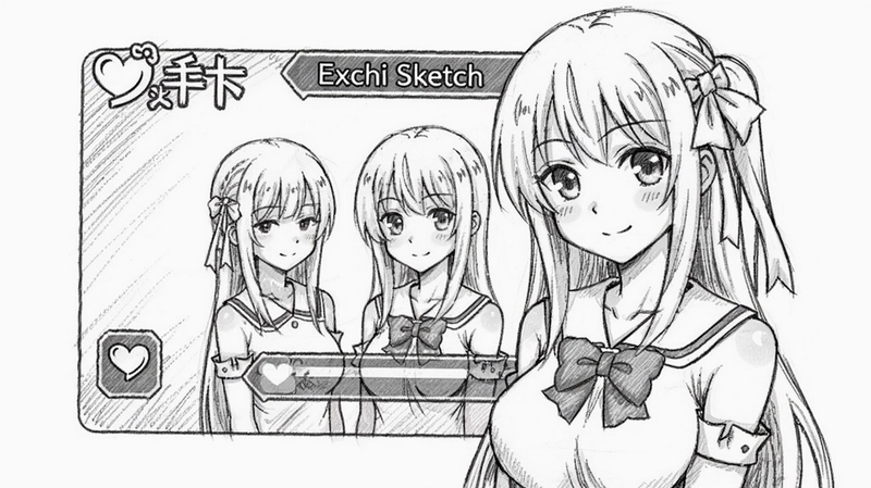 工口素描(Ecchi Sketch) 游戏主界面 素描风格少女 手绘画风 恋爱养成
