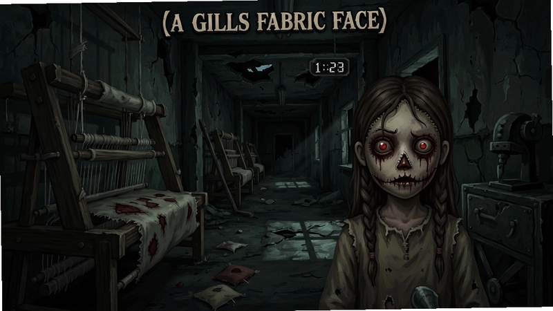 织布脸的女孩(A Girls Fabric Face)游戏全流程截图,废弃工厂恐怖布脸人偶,第一人称视角阴暗走廊