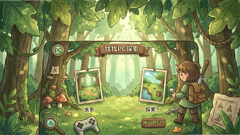 树叶之下PC游戏手绘风格找图解谜游戏,自然场景隐藏物品探索,清新治愈画面与关卡内容展示