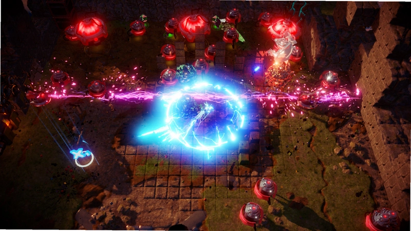 死亡机器(Nex Machina)高清4K游戏画面,展示精细的粒子特效与丰富色彩