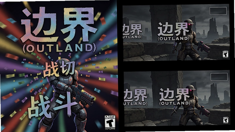 横版动作游戏“边界(outland)”色彩切换弹幕战斗抽象艺术风格游戏封面与截图