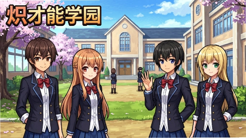 炽才能学园电脑版游戏截图,学园场景与多位角色立绘,恋爱养成玩法画面