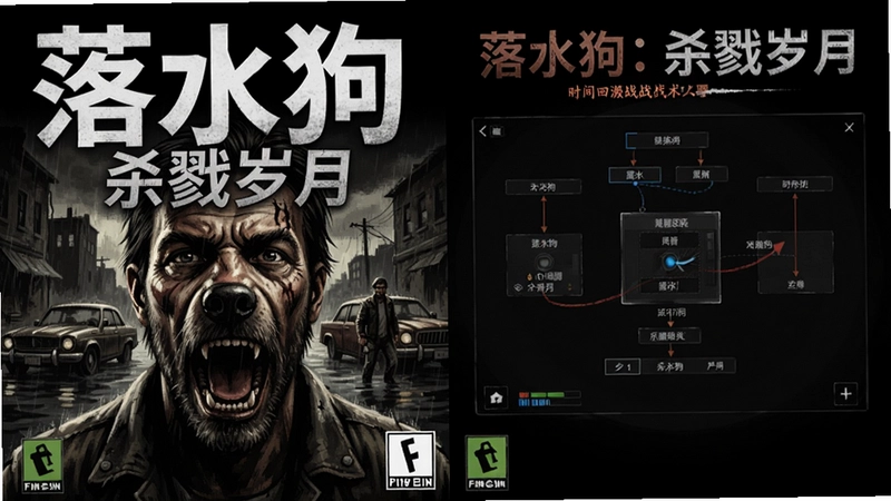 落水狗:杀戮岁月游戏封面与时间回溯战术界面,“落水狗:杀戮岁月”