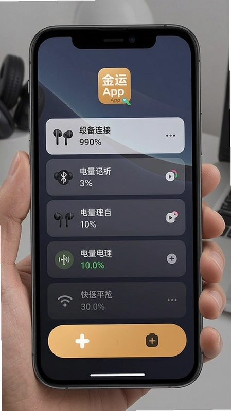 金运app主界面展示蓝牙耳机连接与管理,包含设备列表、电量信息和快捷操作入口