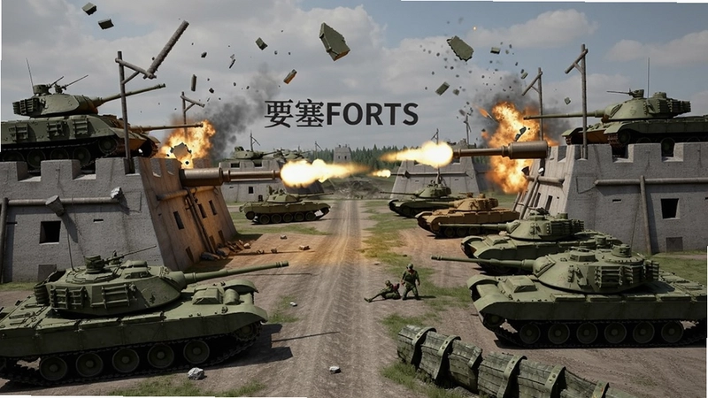 “要塞Forts” 双方要塞互相炮击、坦克协同进攻的混乱战场,物理破坏碎片四溅