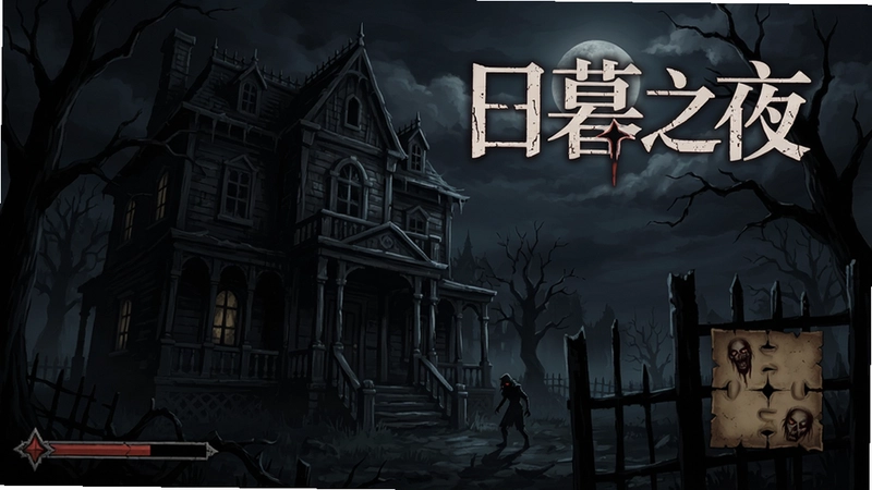 日暮之夜游戏场景截图,暗黑古宅,恐怖冒险,解谜元素,
