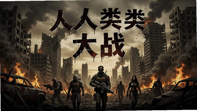 末世人类大战 游戏海报 末日战火 废墟城市